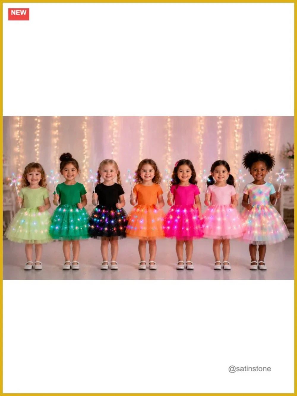 Girls LED Light Up Tutu Skirt & Fairy Wand